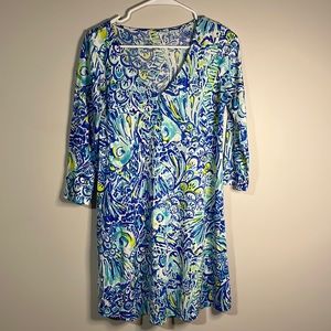 Barely worn Lilly Pulitzer long sleeve fish pattern dress XS, fits like a S